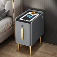 Table de chevet intelligente avec charge sans fil + lumière 3 couleurs + USB + verrouillage par empreinte digitale + multiprise intégrée