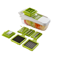 Hachoir manuel multifonctionnel en plastique 17 pièces, trancheuse à oignon, coupe-légumes, mandoline, outil de cuisine