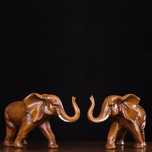 รูปปั้นช้างเรซิ่นคู่ สีน้ำตาล ของตกแต่งบ้าน ของขวัญ - Product Image 3