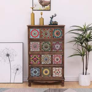 Cómoda de madera maciza con paneles pintados, armario de almacenamiento para sala de estar y dormitorio, diseño de varios niveles - Product Image 2