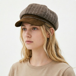 Wholesale Vintage British Newsboy Baker Boy Hat for Men Women Custom Pinstripe Winter Warm Ivy <b>Beret</b> Cap - Product Image 3