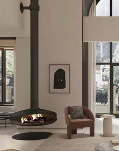 Poêle à bois rotatif, foyer suspendu à l'éthanol, décoration <span class=keywords><strong>murale</strong></span> pour salon, noir mat, montage mural, intérieur - Product Image 2