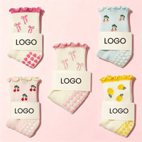 POPSOX Chaussettes de Pilates et de Yoga Personnalisées à Grip Antidérapant en Coton Peigné Tricoté avec Broderie et Revers Personnalisé Douces et Respirantes
