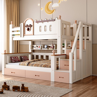 Cama litera moderna de madera maciza integrada, alta y baja, doble, para madre e hijo, para apartamento pequeño, dormitorio infantil, ecológica y duradera