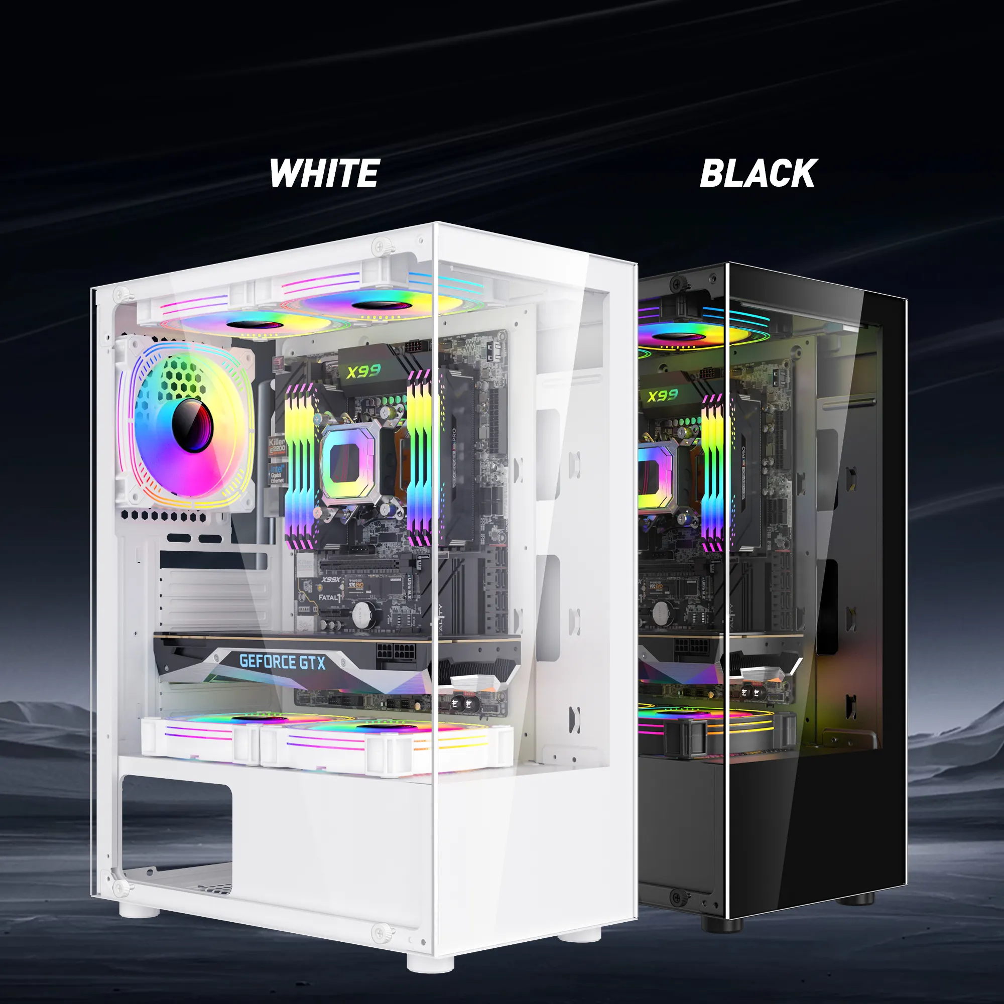 New design ATX case Tempered Glass Full Tower PC Case ARGB Effect Desktop Computer Case