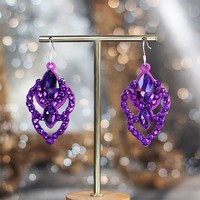 Élégant exagéré à la mode couleur rouge strass pendants creux pendentif boucles d'oreilles pour fille danse spectacle Eardrop accessoires