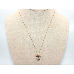 Collana pendente con cuore in oro e diamanti 10k - Product Image 1