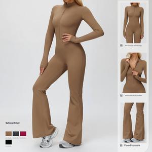Combinaison d'hiver pour <span class=keywords><strong>femme</strong></span>, manches longues, fermeture éclair, col montant, <span class=keywords><strong>polaire</strong></span>, jambe large, jogging, combinaison une pièce, salle de sport, danse, club, yoga - Product Image 2