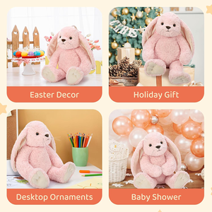 Peluche Personalizzato di Coniglio Rosa con Orecchie Lunghe, Morbido Pupazzo Animale Abbraccabile per Bambini, Coniglio Cartoon Grande 18 Pollici - Product Image 3