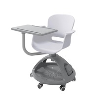 Chaise d'entraînement multifonctionnelle en plastique avec tableau d'écriture et roulettes pivotantes pour salle de classe, école et usage scolaire