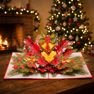 Fleurs de Poinsettia Noël Cadeaux 3D Carte Pop Tendance Actuelle Meilleur Prix Artisanat Découpe Papier Vietnam Conception Personnalisée - Product Image 4
