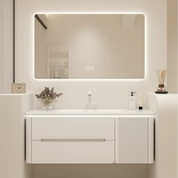 Ensemble de meuble-lavabo de salle de bain avec finition cuite sur mesure, lavabo intégré en acrylique pur, vasque de salle de bain