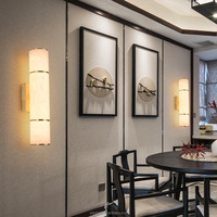 Lampe murale LED moderne en laiton avec abat-jour incurvé, style rétro, en albâtre naturel, télécommandée, pour hôtel de luxe, couloir et décoration intérieure