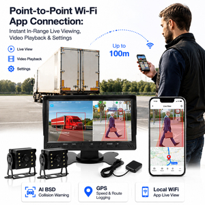 Moniteur de camion 7 pouces IPS 2 canaux avec GPS, <span class=keywords><strong>d</strong></span>étection <span class=keywords><strong>d</strong></span>'angle mort BSD, application WIFI, surveillance <span class=keywords><strong>en</strong></span> temps réel, enregistrement <span class=keywords><strong>en</strong></span> boucle 12V-36V - Product Image 4