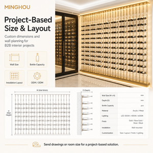 Portabottiglie da Esposizione Minghou in Acrilico Armadietto per Vino con Luce a Led e <span class=keywords><strong>Scaffale</strong></span> in Metallo per Cantina <span class=keywords><strong>Design</strong></span> Personalizzato - Product Image 4