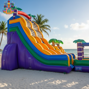 Château gonflable commercial NOVA avec toboggan aquatique, imprimé tropical personnalisable, bâche d'irrigation en PVC MY, utilisation en extérieur - Product Image 4