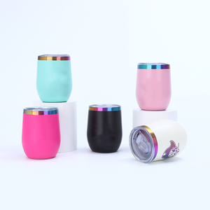 Logo kustom personalisasi 12oz warna-warni 304 baja tahan karat dinding ganda terisolasi dilapisi pelangi anggur tumbler dengan tutup - Product Image 3