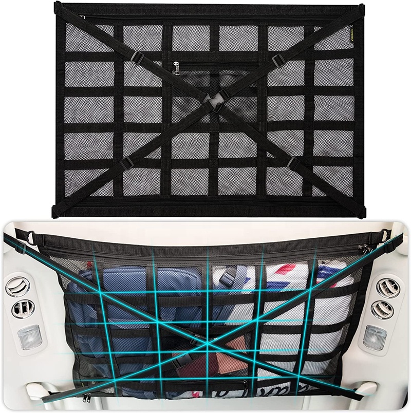 Регулируемый поперечный ремень, усиленный внутренний карман для хранения груза, Автомобильный потолочный карман для груза