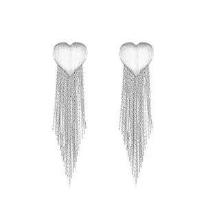 Gorgeous Prom Jewelry for Women Stunning Crystal Beaded Tassel Fringe Chandelier Dangle Earrings for Wedding Party