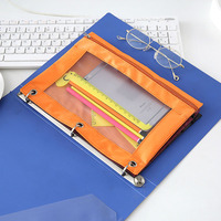 Pochette à crayons personnalisée pour classeur à 3 anneaux, trousse de maquillage transparente, sac d'affaires en tissu Oxford à fermeture éclair avec fenêtre en PVC
