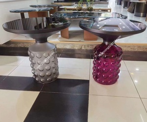 JS A60 nghệ thuật đồ nội thất thủy tinh Chuông Bàn cà phê đen Tempered <span class=keywords><strong>Glass</strong></span> <span class=keywords><strong>Top</strong></span> bong bóng cơ sở nhỏ bảng phụ giá rẻ - Product Image 5