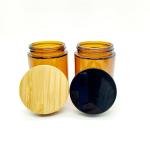Honig glas 1oz 2oz 4oz 8oz Frosted Clear Amber Leeres Gesicht Creme behälter Glas Kosmetik glas mit schwarzem Bambus deckel - Product Image 4