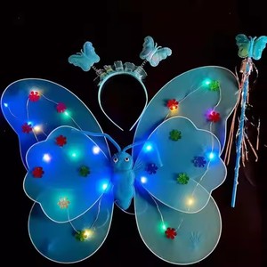In Stock LED luce di Tulle farfalla con disegno da bambina Tutu gonna abito 4 pezzi di Halloween natale per bambini vestiti da <span class=keywords><strong>principessa</strong></span> - Product Image 4