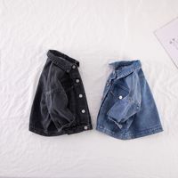 Manteau de motard en denim pour enfants, garçons et filles, manches longues, style aviateur, veste solide, vente en gros,