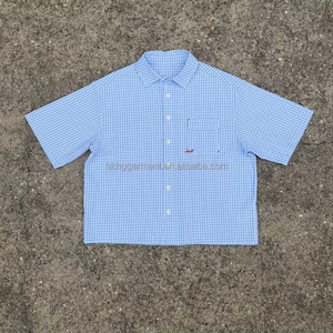 Camisa a Cuadros de Manga Corta Hecha a Medida, Estilo Urbano, Moderna, Transpirable, de Algodón, para Vacaciones de Verano - Product Image 1