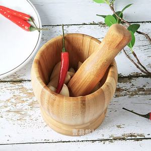 Bamboo Mortar And Pestle Manual <b>Herb</b> Spice <b>Grinder</b> For Home Use Durable Wooden Grinding Tool - Product Image 4