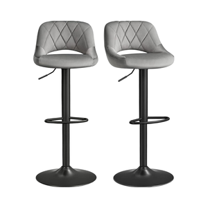 Cao Bar Phân tối màu xám nhung bọc ghế Nhà Bếp Có thể điều chỉnh chiều cao xoay kim loại footrest - Product Image 3