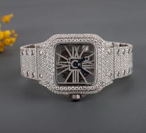 Reloj de Lujo con Diamantes Incrustados, Caja de Acero Inoxidable, Movimiento de Cuarzo, Cristal |   Reloj Unisex Estilo Hip Hop |   Venta al por Mayor - Product Image 4