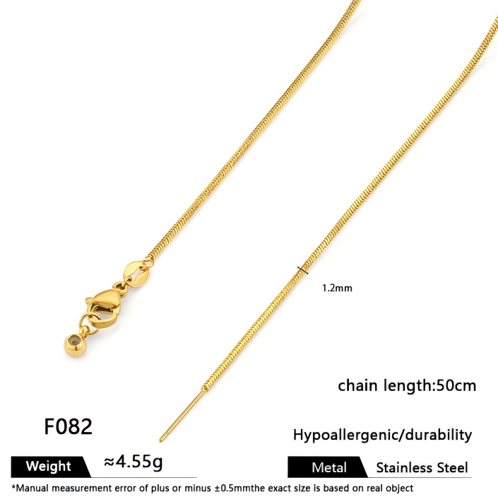 Gold square snake chain-12mm wide-50cm necklace