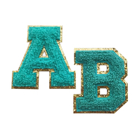 Patchs thermocollants brodés en chenille à paillettes, lettres alphabétiques personnalisées, vente en gros pour vêtements, chapeaux et sacs