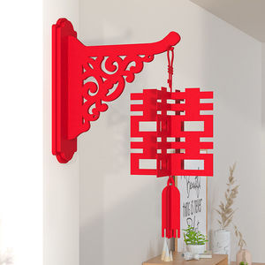 Farol de doble felicidad Magpie para boda, decoración de pared, adorno colgante de tela roja para decoración de habitación de boda - Product Image 2