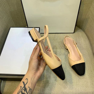 Escarpins Xinzirain personnalisés pour femme à bout capuchonné en cuir premium, talon carré, slingback et talon <span class=keywords><strong>ouvert</strong></span> - Product Image 6