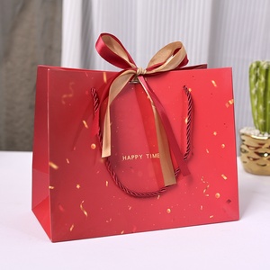 Sacs cadeaux en carton blanc Wanjiahodeng, sacs à main rouges, emballages pour bonbons de mariage, rubans personnalisables, cadeaux pour fêtes Happy Times - Product Image 3