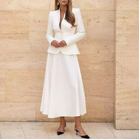 Ensemble Tailleur Jupe Femme Rouge Formel 2 Pièces : Blazer et Robe Midi pour Bal, Mariage, Tuxedo, Bureau, Veste d'Affaires Personnalisée, Robe de Soirée