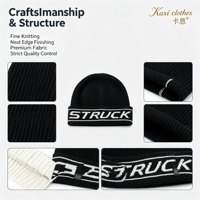 Bonnets personnalisés de haute qualité, tuques noires en acrylique, grandes lettres côtelées jacquard, bonnets d'hiver unisexes en acrylique tricoté pour le sport
