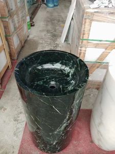 Lujo Natural Verder Alpi verde mármol piedra <span class=keywords><strong>baño</strong></span> fregadero Hotel hogar independiente mármol <span class=keywords><strong>lavabo</strong></span> cilindro Pedestal fregadero - Product Image 3