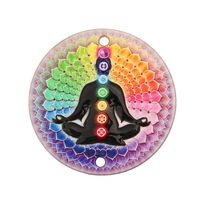 Pendentif Breloque Artisanat en Résine UV Personnalisé Yoga Méditation 3D Lotus Zen Mandala Chakra Ornement Suspendu Vente en Gros OEM