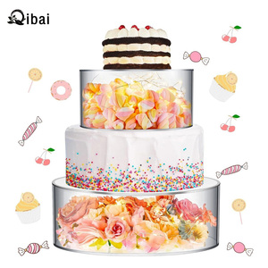 Qibai Acrylic bánh chia khay bên tráng miệng trong suốt nhiều lớp có thể được lấp đầy vuông tròn bánh đứng - Product Image 3