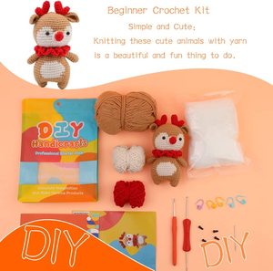 Kit DIY de Tricot en Fil Acrylique pour Femmes Débutantes avec Crochets et Rembourrages pour Jouets Créatifs à Coller - Product Image 3