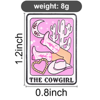 Épinglette en émail de haute qualité, motif bottes de cowboy roses et carte de tarot, badge métallique personnalisé, épinglette de revers western, vente en gros, bijoux musicaux