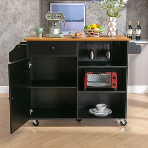 45.5 "rộng lăn nhà bếp giỏ hàng với gỗ Top & mở rộng không gian nhà bếp đảo và xe di động thiết kế tủ hoặc tủ - Product Image 5