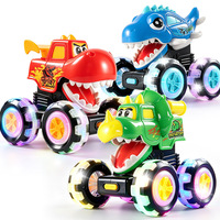 Camion tout-terrain dinosaure personnalisé en ABS avec pression à friction, roues lumineuses LED colorées, jouet éducatif pour enfants, équipe de sauvetage monstre