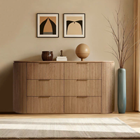 Commode à six tiroirs en bois de mahogany massif de style américain RH Byron, meuble de rangement minimaliste pour chambre à coucher, anti-basculement, à placer près du lit