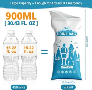 ถุงปัสสาวะแบบใช้แล้วทิ้ง <span class=keywords><strong>Cozii</strong></span>-900ML ความจุขนาดใหญ่ พกพาสะดวก วัสดุ PE ป้องกันการรั่วซึม สำหรับการเดินทาง กรณีฉุกเฉิน ผู้หญิง ผู้ชาย รถยนต์ แคมป์ปิ้ง - Product Image 2