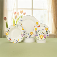 Meilleures ventes - Ensemble de vaisselle en céramique dorée moderne de luxe avec kit de tasses - Assiettes et bols en porcelaine durables et portables