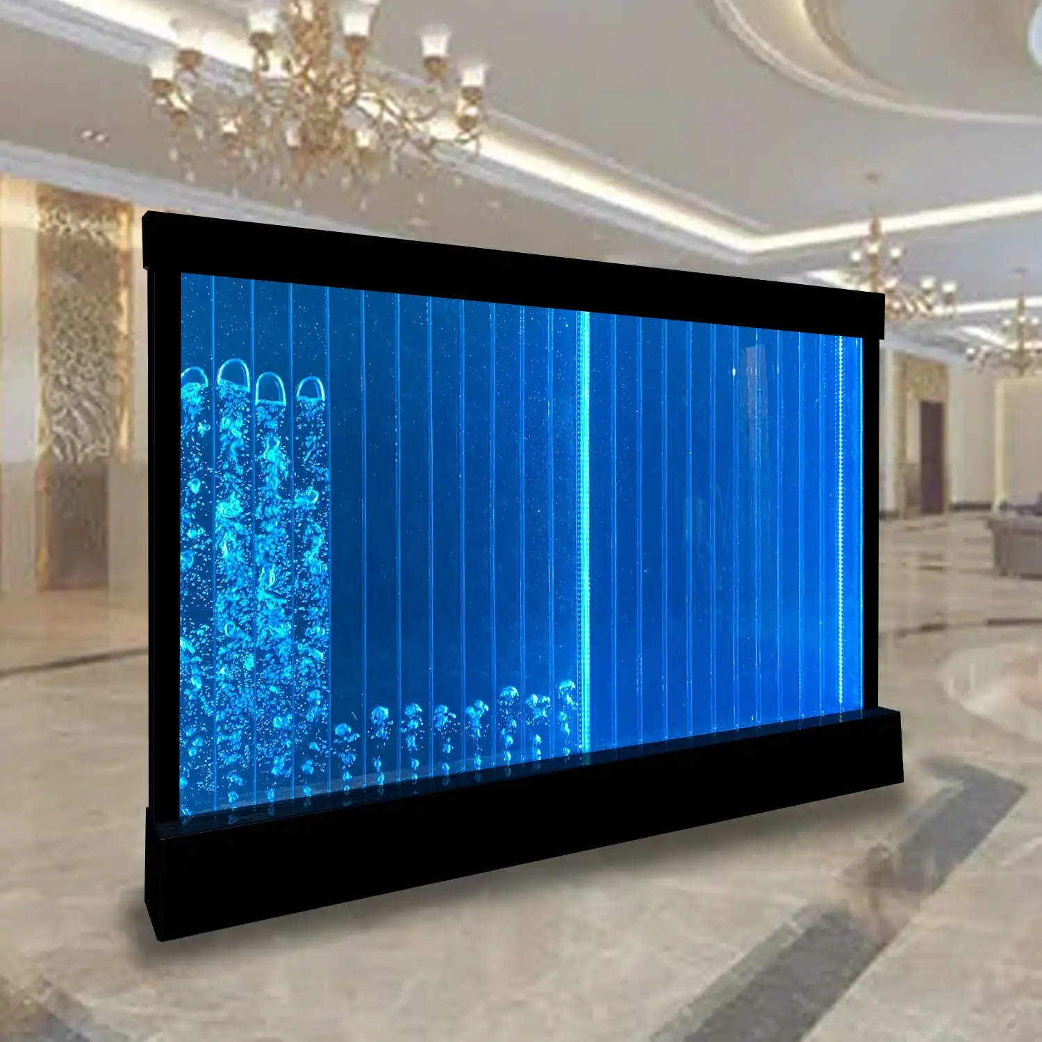 Decoración personalizada para sala de estar, fuente de agua de interior, pared de agua de burbujas acrílicas con luces led